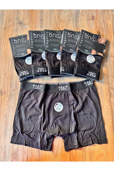 Anıt 6 Pieces Men's Modal Stretch Fabric Boxer 47% Modal 47%Cotton 6% Lycra (Black)