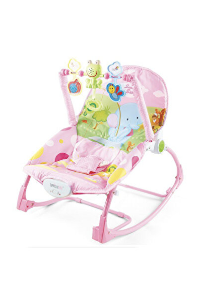 Krista 2 in 1 rocking chair with music and vibrations for baby 0-18 kg, Frog pink