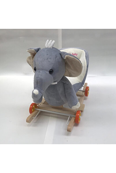 Krista Gray Elephant Plush Plush Elephant Rocking Chair With Wheels