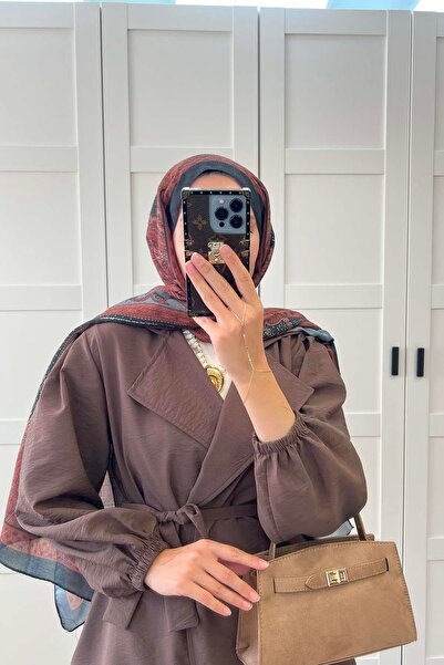 Pardesü Dünyası Dokulu Kuşaklı Trençkot Kahve