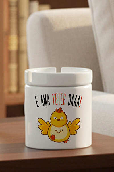 giftkonsept Eh, but It's Okay, Right? (Or: Well, but It's Okay, Right?) Civciv Printed Fun Gift Ceramic Ashtray with Lid, Odorless