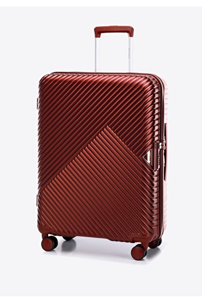 Wittchen Woman Medium Suitcase in Polycarbonate with Burgundy Stripes, Burgundy Polycarbonate