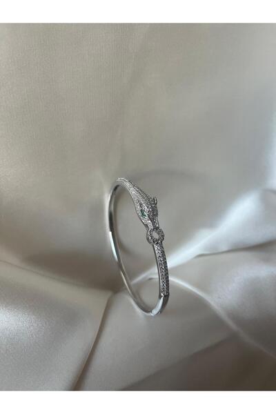 ifeluna Yılan Figürlü Taşlı Gümüş Kelepçe Bileklik