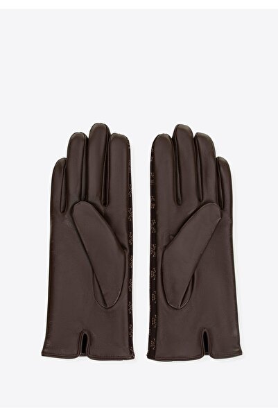 Wittchen Women's Leather Gloves with Monogram Brown Leather