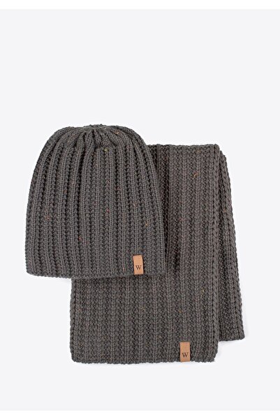 Wittchen Men's Winter Set with a Fine Pattern Dark Gray Acrylic