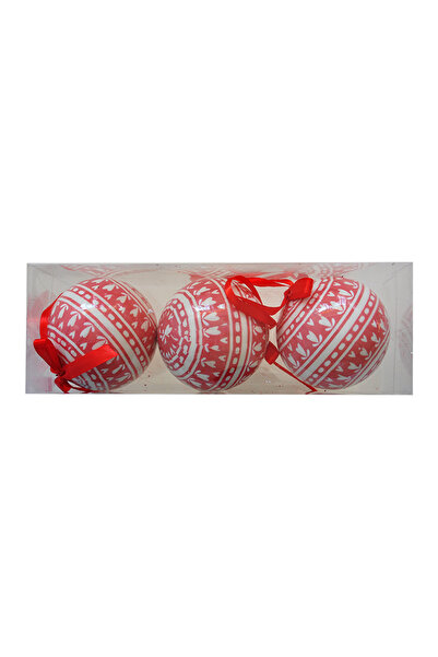 EXİZTİCARET 8cm Christmas Tree Decoration Ball 3-Piece Pvc Box - Model 1