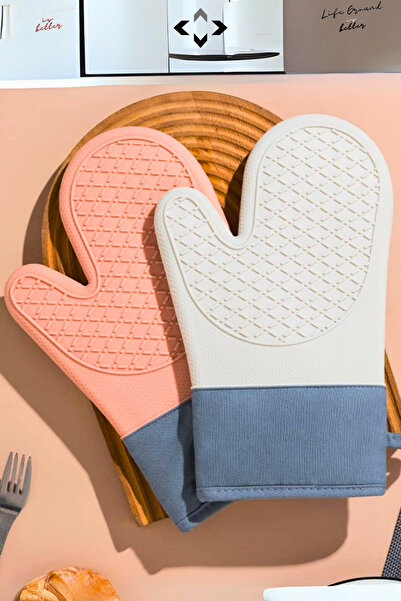 mucit home 1 Pcs 100% Silicone Fireproof Non-Stick Silicone Oven Mitt Kitchen Glove Heat Resistant