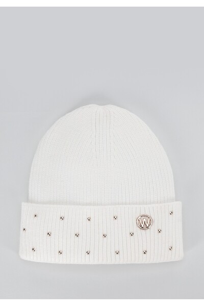 Wittchen Pălărie de damă cu accente metalice din viscoză albă