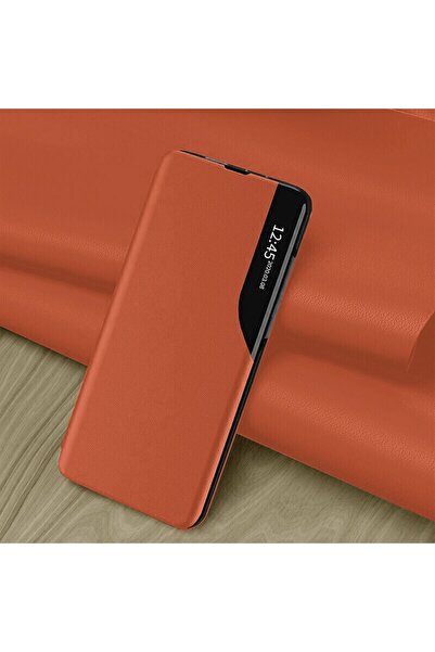 Techsuit Samsung Galaxy A51 4G Leather View Flip Book Case - Orange