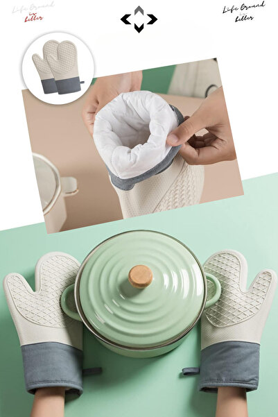 mucit home 1 Pcs 100% Silicone Fireproof Non-Stick Silicone Oven Mitt Kitchen Glove Heat Resistant