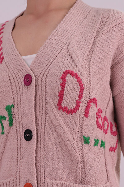 armonika Women's Powder V-Neck Pocketed Knitwear Cardigan Arm-26K136048