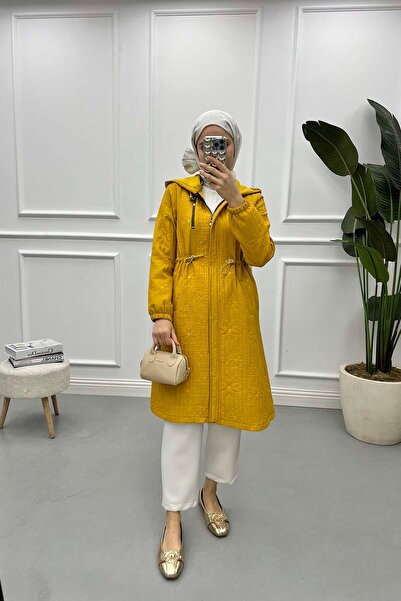 Pardesü Dünyası Çiçekli Kapitone Kap Hardal