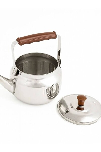 cc bin shihon Stainless steel teapot with brown handle, 2 liters