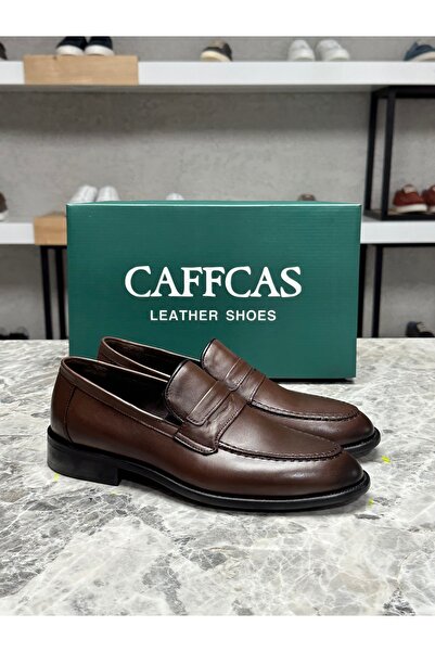 Caffcas Pantofi clasici pentru bărbați din piele naturală maro 213-MKS-M