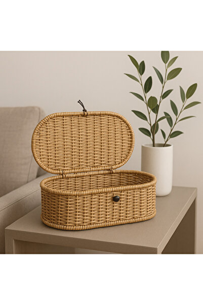 YzHome Wicker Rattan Lid Storage Box Organizer Multi-Purpose 10*27cm
