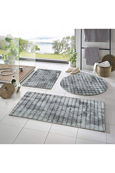 trivago halı Lüx 3'lü Kare Plus Pofidik Banyo Halısı Klozet Takımı -- 50x90--...