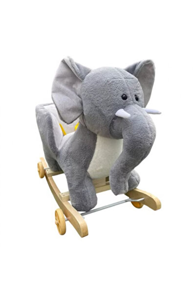Krista Baby rocking chair with wheels Elephant plush gray and white