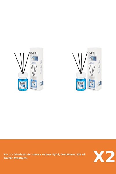 Eyfel Set 2 x Odorizant de camera cu bete Eyfel, Cool Water, 120 ml