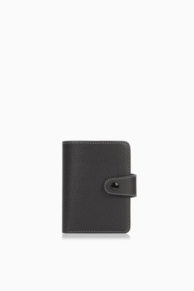 CENGİZ PAKEL Small Size Unisex Card Holder with Transparent Compartments - 2519 - Black