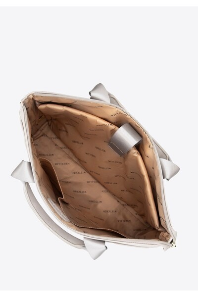 Wittchen Geantă de laptop pentru femei de 15,6'', confecționată din piele, bej, bej, piele