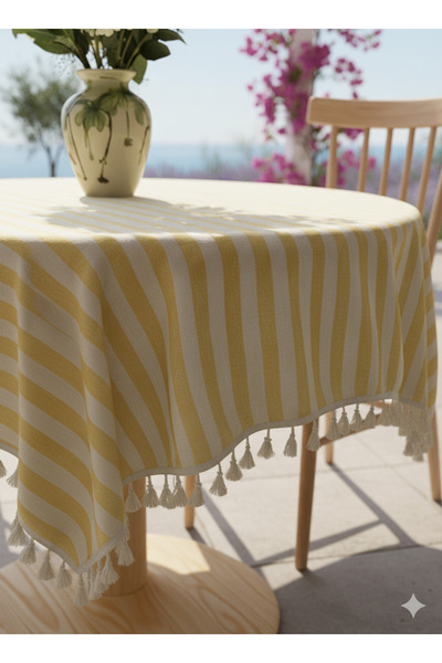 LILYUM Dikey Çizgili Dekoratif Masa Örtüsü