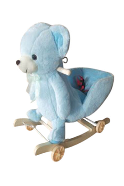 Krista Teddy Bear blue plush rocking chair with wheels