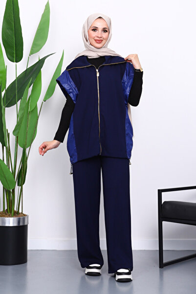 İmajButik Navy Blue Vest and Pants Suit