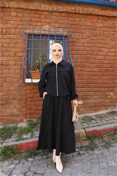 NİSUM MODA Σετ σουέτ με φούστα με φερμουάρ