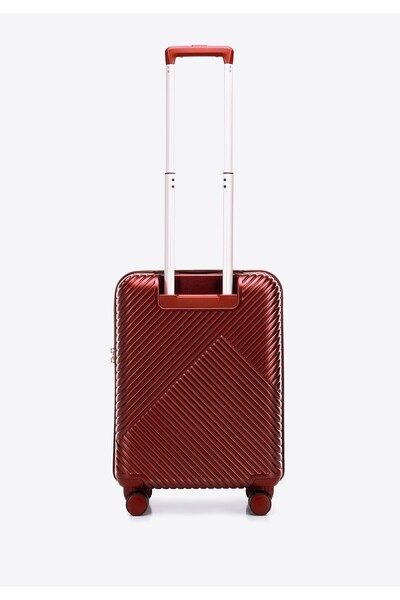 Wittchen Valiză de cabină pentru femeie din policarbonat cu dungi bordo, policarbonat bordo