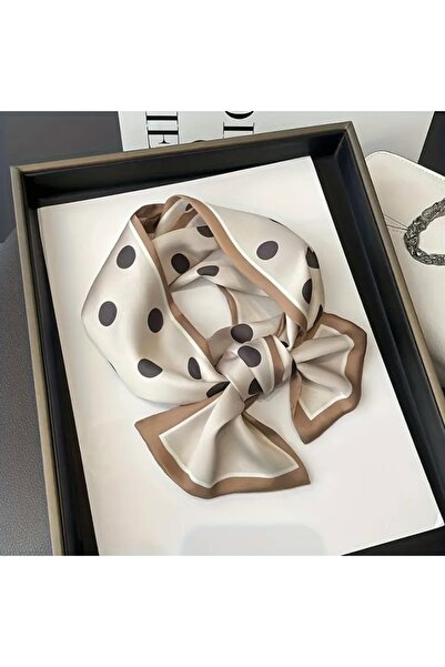 Accessories Hei Brown Polka Dot Patterned Stylish Silk-Look Women's Accessory Scarf Foulard
