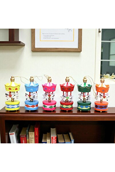 Kuzey Tacı Rengarenk Nostaljik Ahşap Atlıkarınca Biblo Setleri Yılbaşı Dekora...