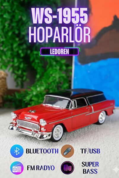 L'eDoren WS-1955BT Chevrolet Belair 1955 Model Bluetooth Hoparlör Fm Radyo US...