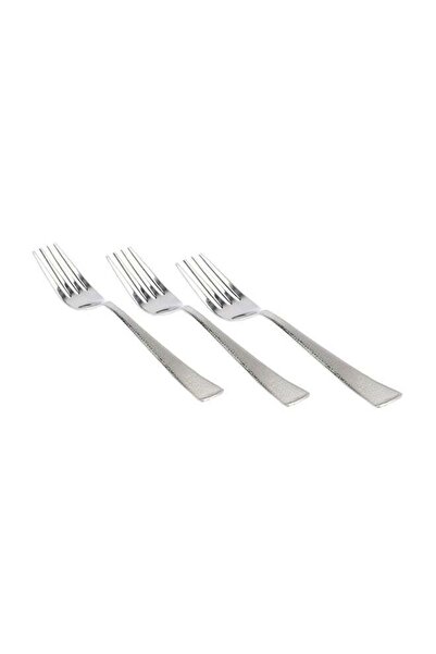 Home Box Vivant Printed Dinner Fork Set, 3 Pieces, Silver, 14 cm