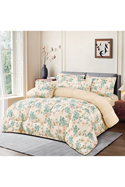 Moon Luxurious double winter bedding set with heavy filling, consisting of 6 pieces, warmth and luxury, size 250*230