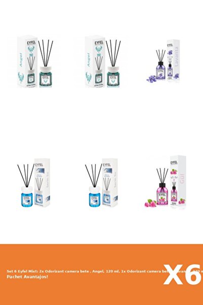 Eyfel Set 6 Mixt: 2x Odorizant camera bete , Angel, 120 ml, 1x Odorizant came...
