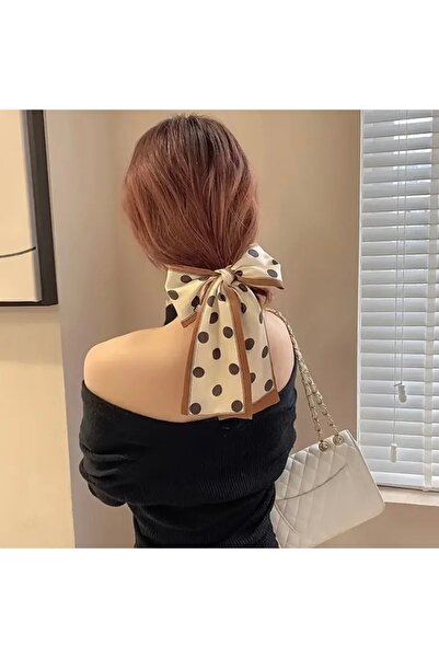 Accessories Hei Brown Polka Dot Patterned Stylish Silk-Look Women's Accessory Scarf Foulard