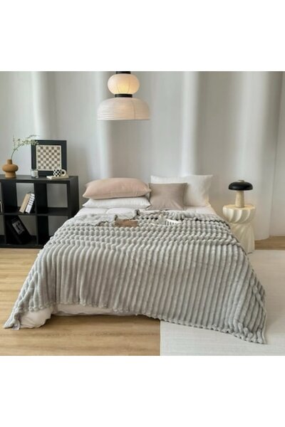 Unicorn Concept Striped cocolino blanket, 200x230cm, Silver Grey
