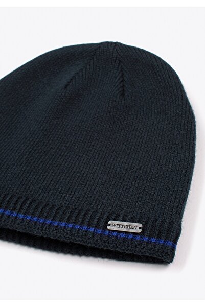 Wittchen Men's Cap with Colored Stripe Navy Blue Viscose
