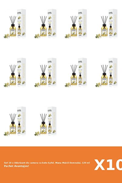 Eyfel Set 10 x Odorizant de camera cu bete Eyfel, Mana Maicii Domnului, 120 ml