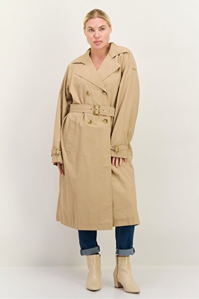 Geox Women Brand Logo Belted Trench Coat, Beige