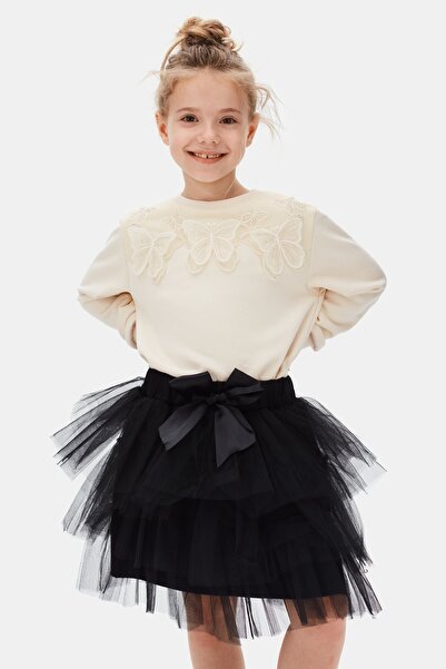 nk kids Girl's Layered Tulle Tutu Skirt with Bow Detail