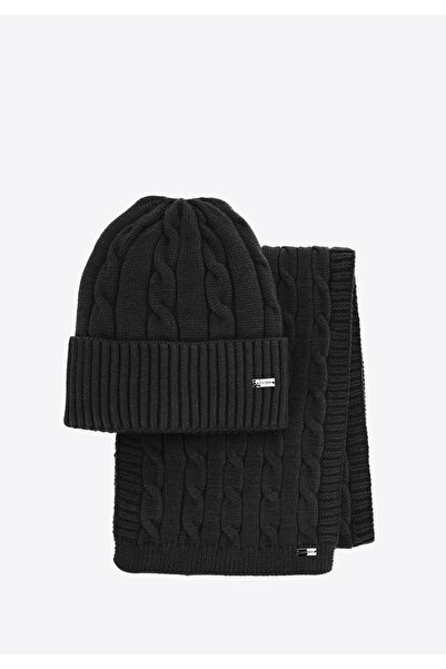 Wittchen Set de iarnă pentru femei - Căciulă și eșarfă din viscoză neagră