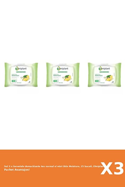 ELMIPLANT Set of 3 x Skin Moisture Cleansing Wipes for normal and combination...