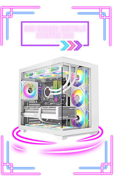 Vural Elektronik AMD RYZEN 7 7800X3D-RTX5070 12GB- 32GB RAM-1 TB M2SSD-360MM SIVI SOĞUTMA-BEYAZ AKVARYU KASA