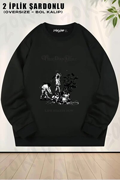 ZOKAWEAR Sweatshirt unisex Three Days Grace v2 cu imprimeu oversized guler ro...