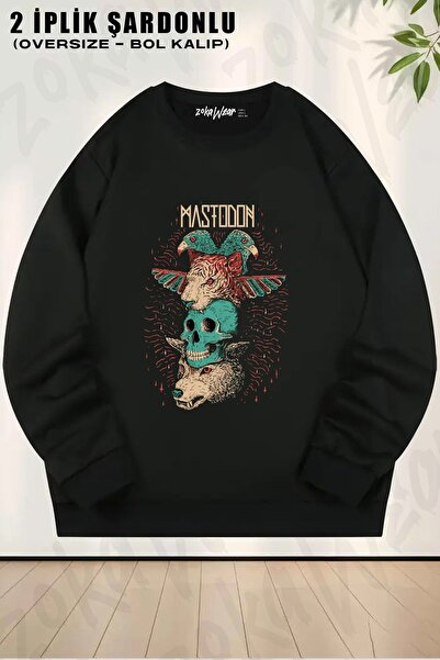 ZOKAWEAR Φούτερ Unisex Totem Mastodon με τύπωμα oversized με λαιμόκοψη