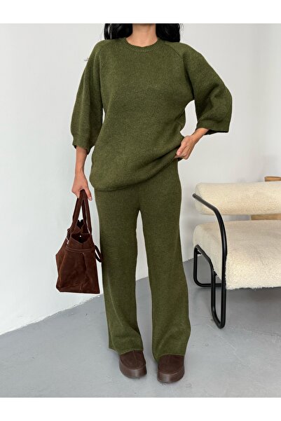 LB Laluna Butik Women's Soft Textured Sweater Pants Knitwear Set