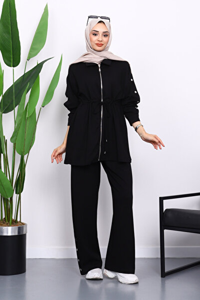 İmajButik Modal Suit with Black Snap Detailed Tunic Pants