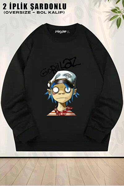 ZOKAWEAR Φούτερ Unisex 2d Gorillaz με τύπωμα oversized με λαιμόκοψη