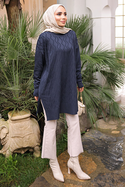 İmajButik Синя велосипедна комір холодна нитка трико туніка